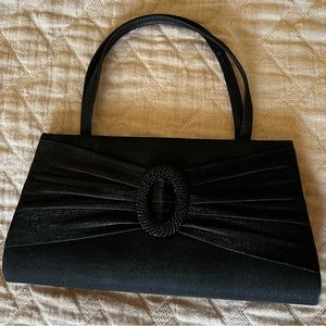 Vintage NYTLITES Black Satin Beaded Evening Bag